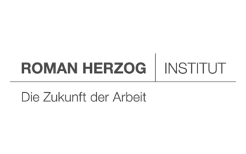 Schriftzug des Roman Herzog Instituts mit der Unterzeile ,Die Zukunft der Arbeit´