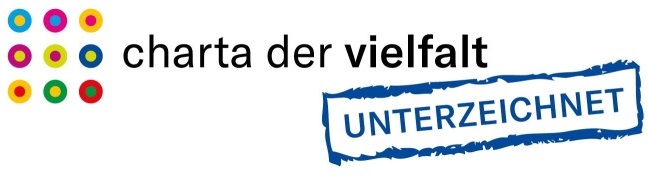 Das Logo der Charta der Vielfalt, darunter der gestempelte Text - unterzeichnet.